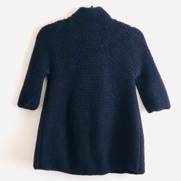 Vince Sweater S Wool Chunky Knit Mock Neck Black Button Down Warm Cozy Luxury - Picture 7 of 7